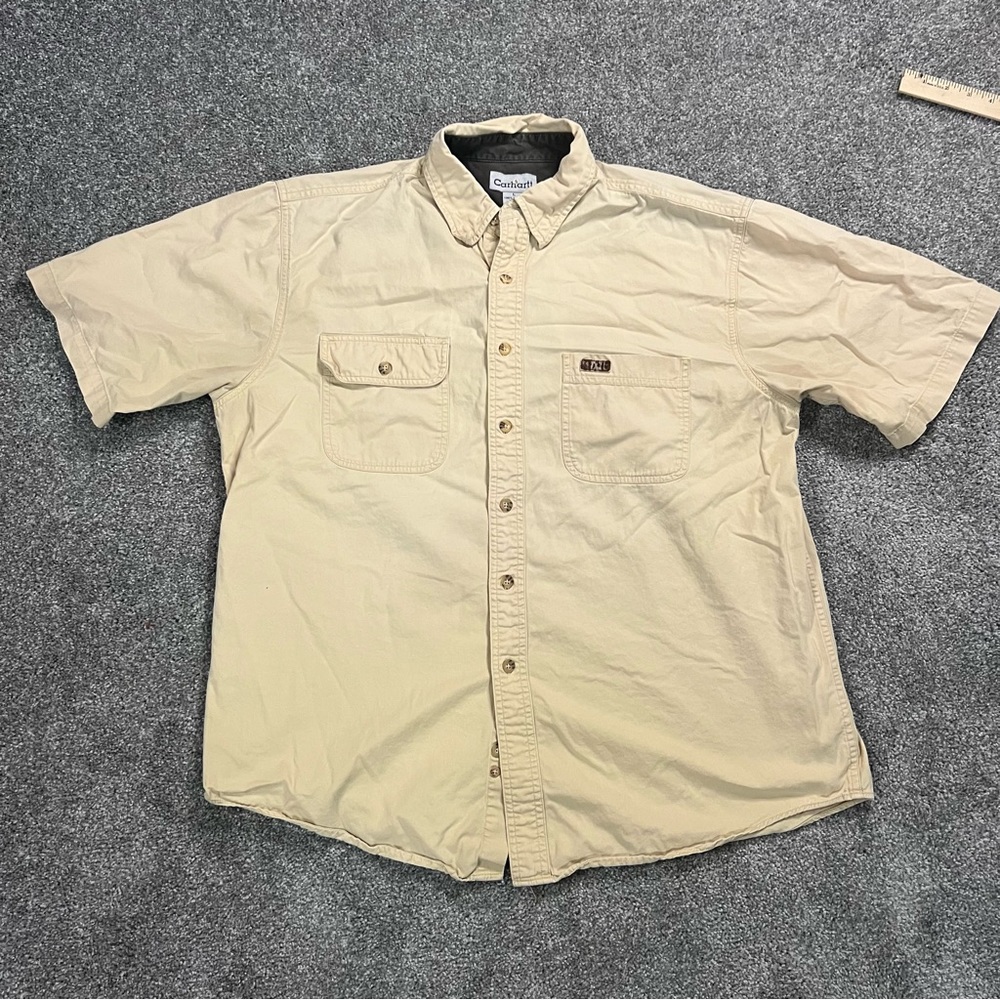 Carhartt shirt mens large tan button casual gorpcore workwear‎ outdoor camping